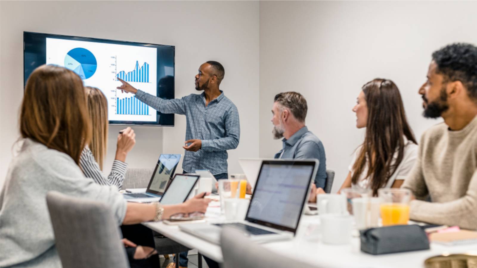 Man presenting in meeting